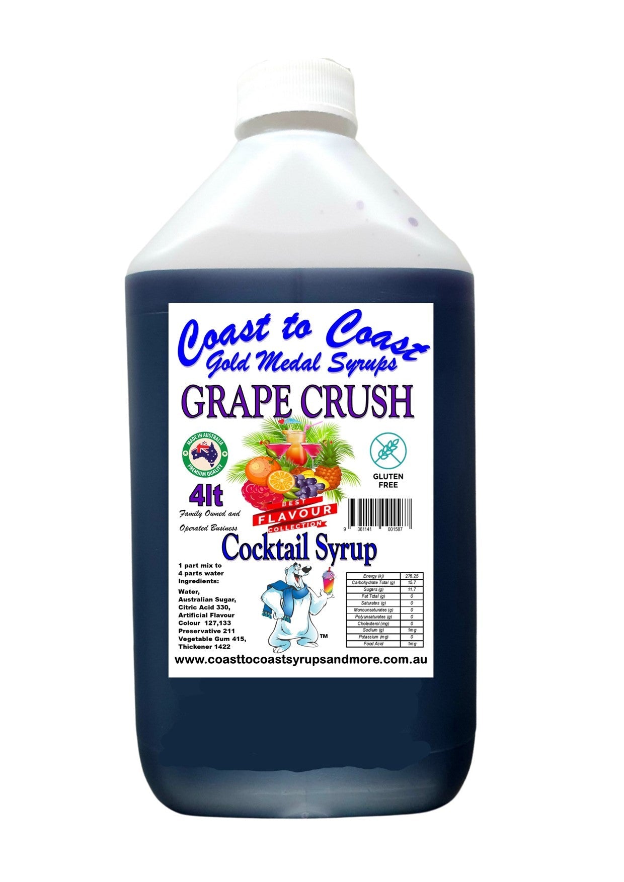 #4 Coast to Coast Gold Medal Syrups®, 4ltr, Premium Cocktail Syrups