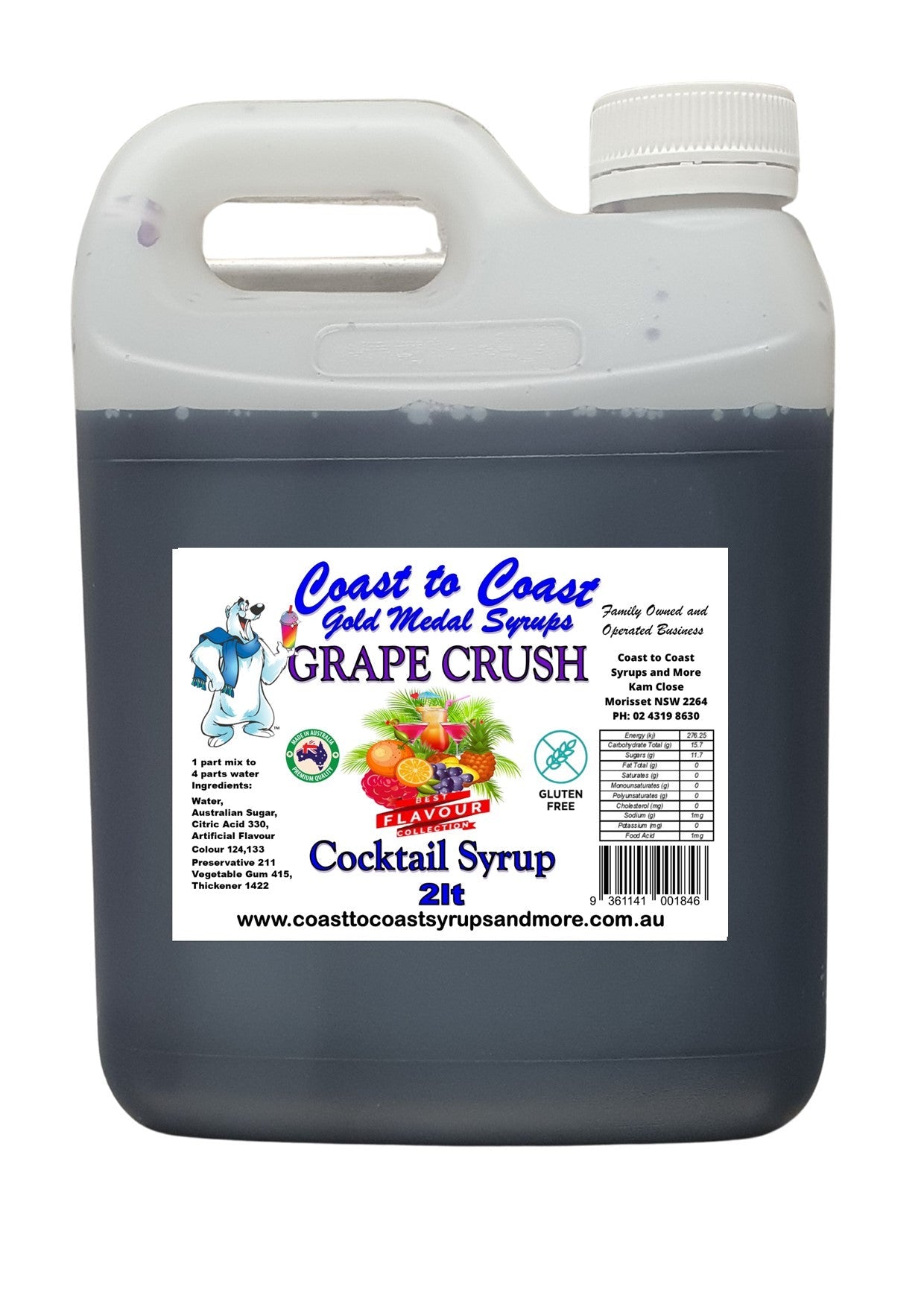 #2 Coast to Coast Gold Medal Syrups®, 2ltr, Premium Cocktail Syrups.