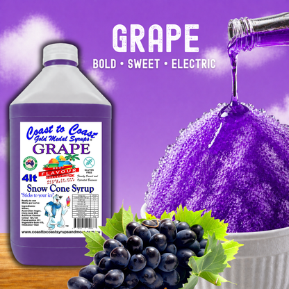 6 Grape Snow Cone Syrup, 4Ltr, Premium Ice Syrup, Coast to Coast Gold Medal Syrups®