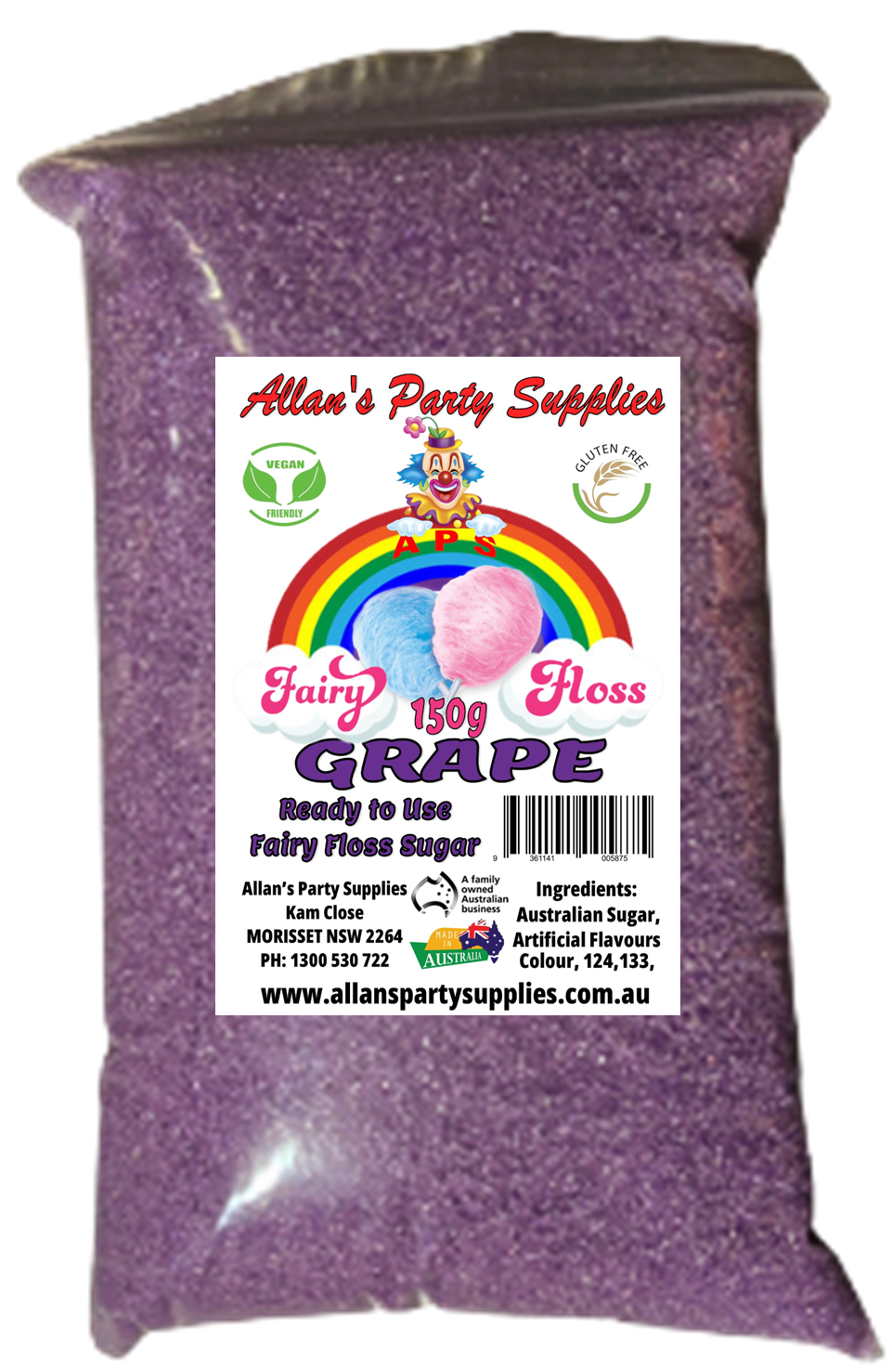 #3 APS, Premium Fairy Floss Sugar, 50 Serves RTU 1kg, Over 35 Plus Flavours
