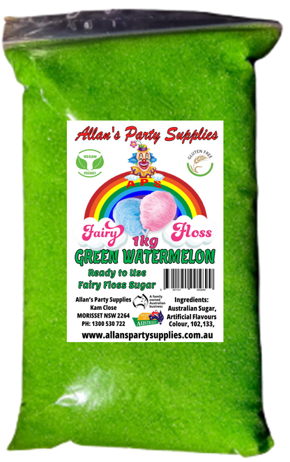 #3 APS, Fairy Floss Flo's Premium Green Watermelon Fairy Floss Sugar 1kg