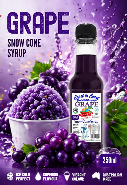 1.Grape Snow Cone Syrup 250ml – Premium Ice Syrup | Coast to Coast Gold Medal Syrups®