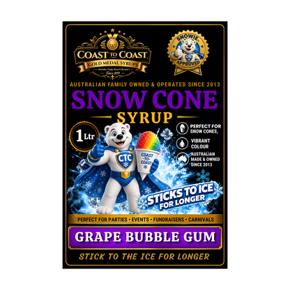 Grape Bubble Gum Snow Cone Syrups 1ltr - Coast to Coast Gold Medal Syrups®