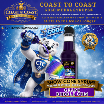 Grape Bubble Gum Snow Cone Syrups 250ml - Coast to Coast Gold Medal Syrups®