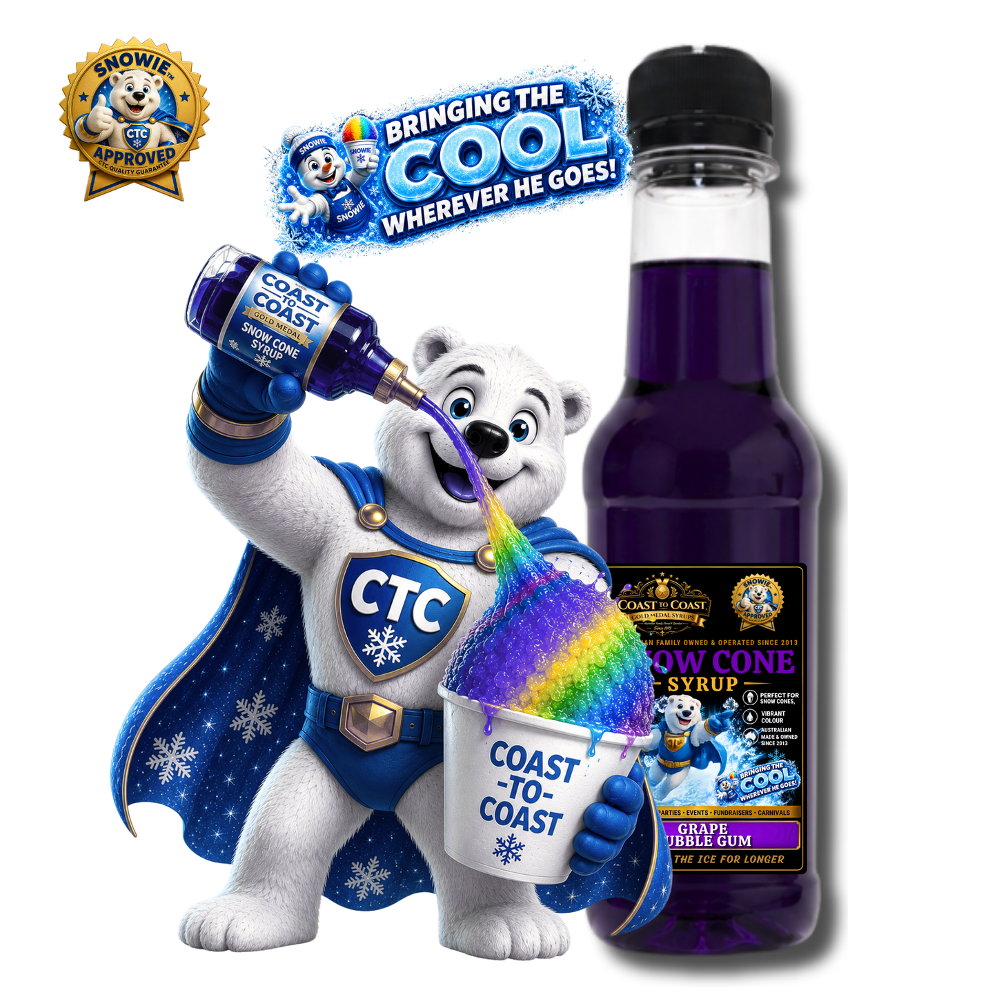 Grape Bubble Gum Snow Cone Syrups 250ml - Coast to Coast Gold Medal Syrups®