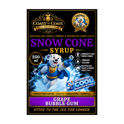 Grape Bubble Gum Snow Cone Syrups 250ml - Coast to Coast Gold Medal Syrups®