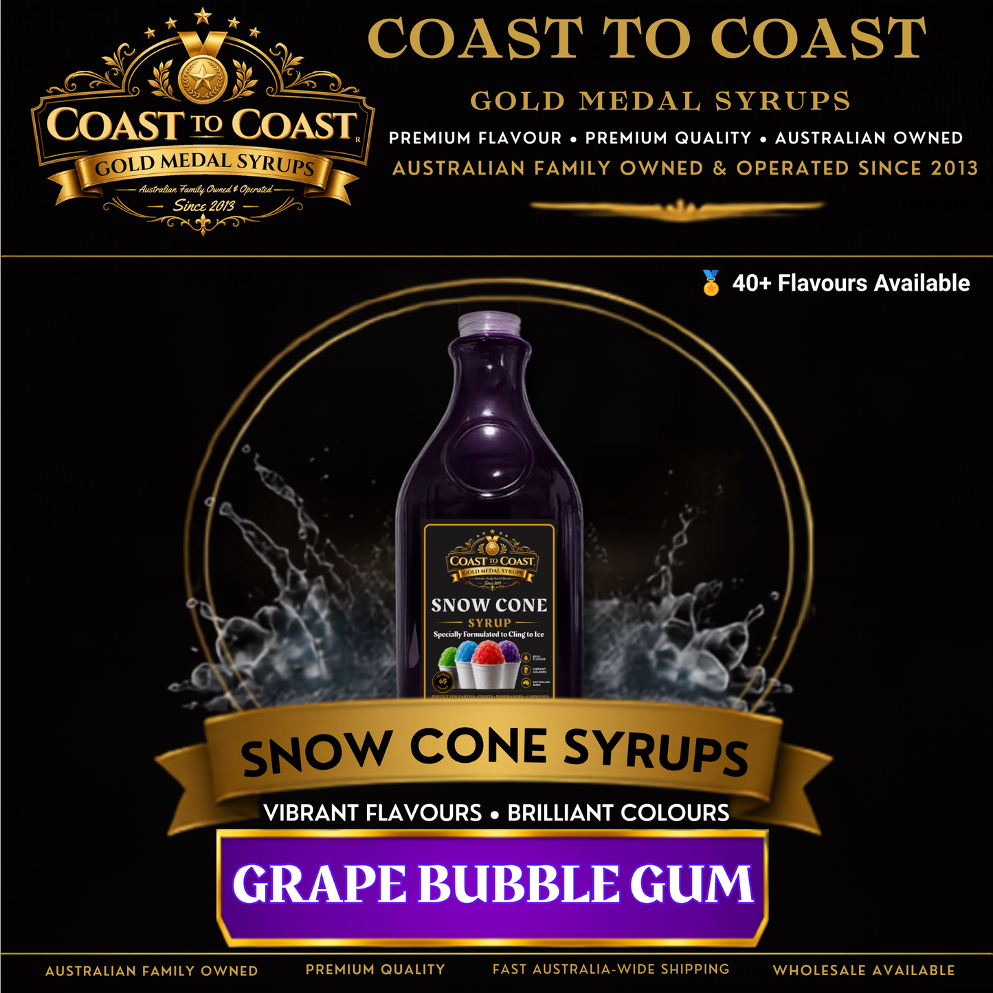 Grape Bubble Gum Snow Cone Syrups 2ltr - Coast to Coast Gold Medal Syrups®