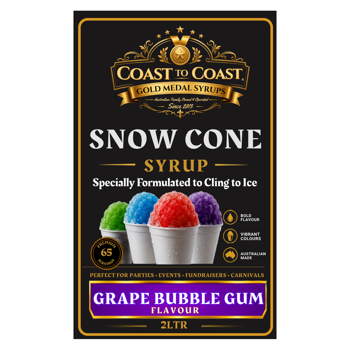 Grape Bubble Gum Snow Cone Syrups 2ltr - Coast to Coast Gold Medal Syrups®