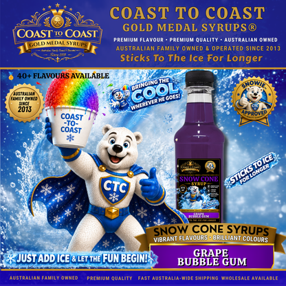 Grape Bubble Gum Snow Cone Syrups 375ml - Coast to Coast Gold Medal Syrups®