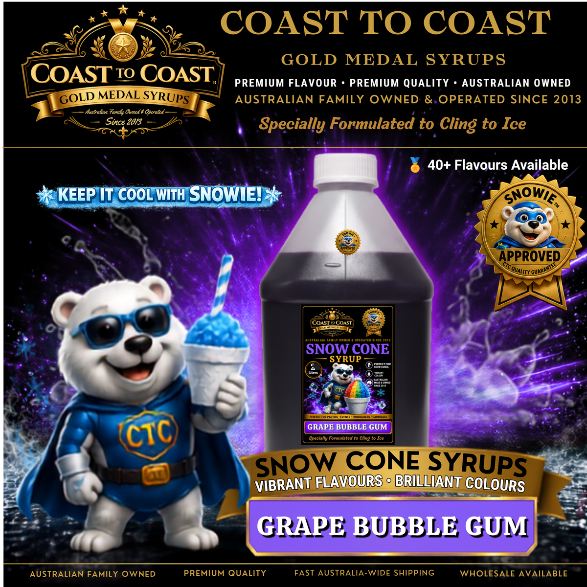 Grape Bubble Gum Snow Cone Syrups 4ltr - Coast to Coast Gold Medal Syrups®