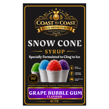 Grape Bubble Gum Snow Cone Syrups 4ltr - Coast to Coast Gold Medal Syrups®
