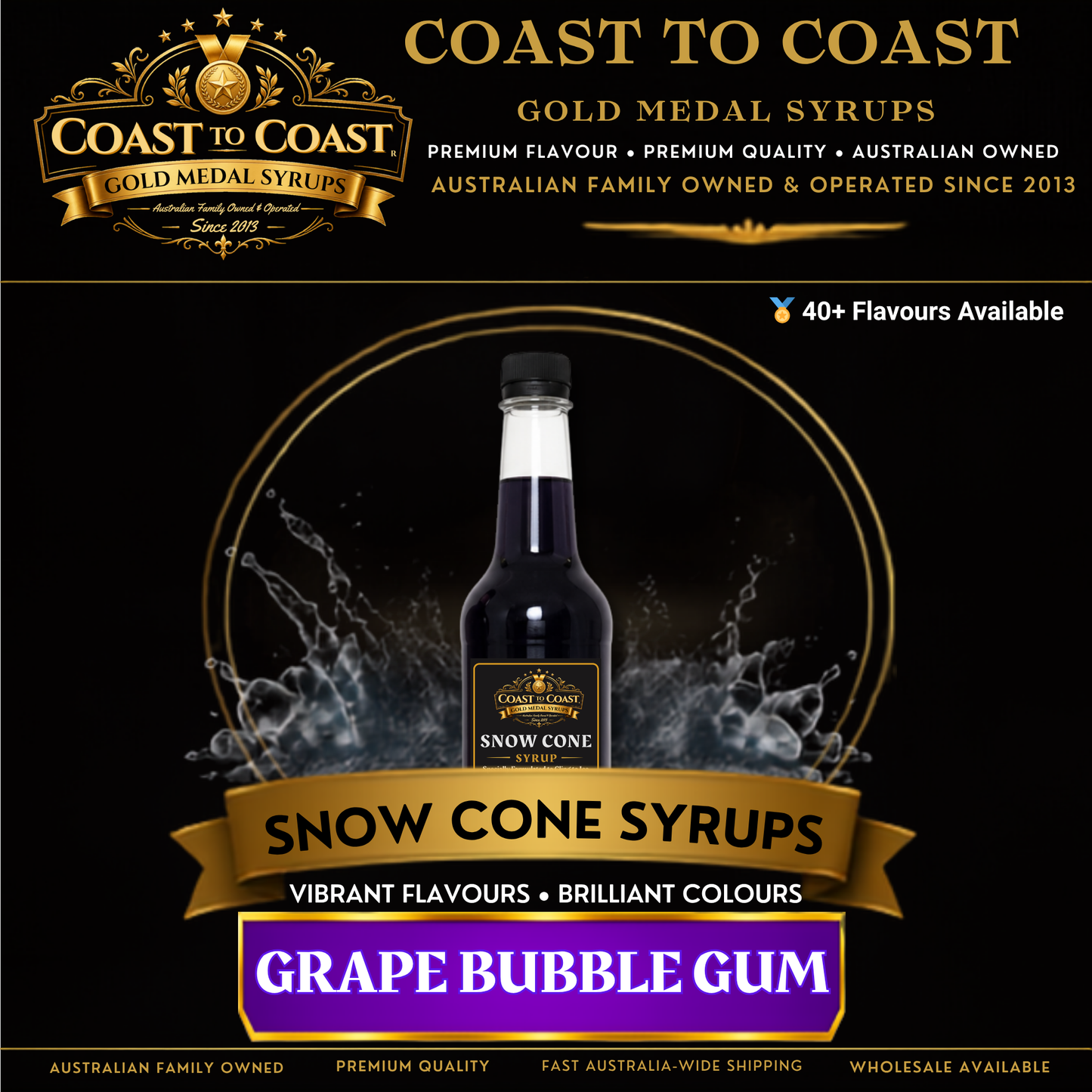 Grape Bubble Gum Snow Cone Syrups 750ml - Coast to Coast Gold Medal Syrups®