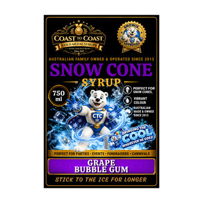 Grape Bubble Gum Snow Cone Syrups 750ml - Coast to Coast Gold Medal Syrups®