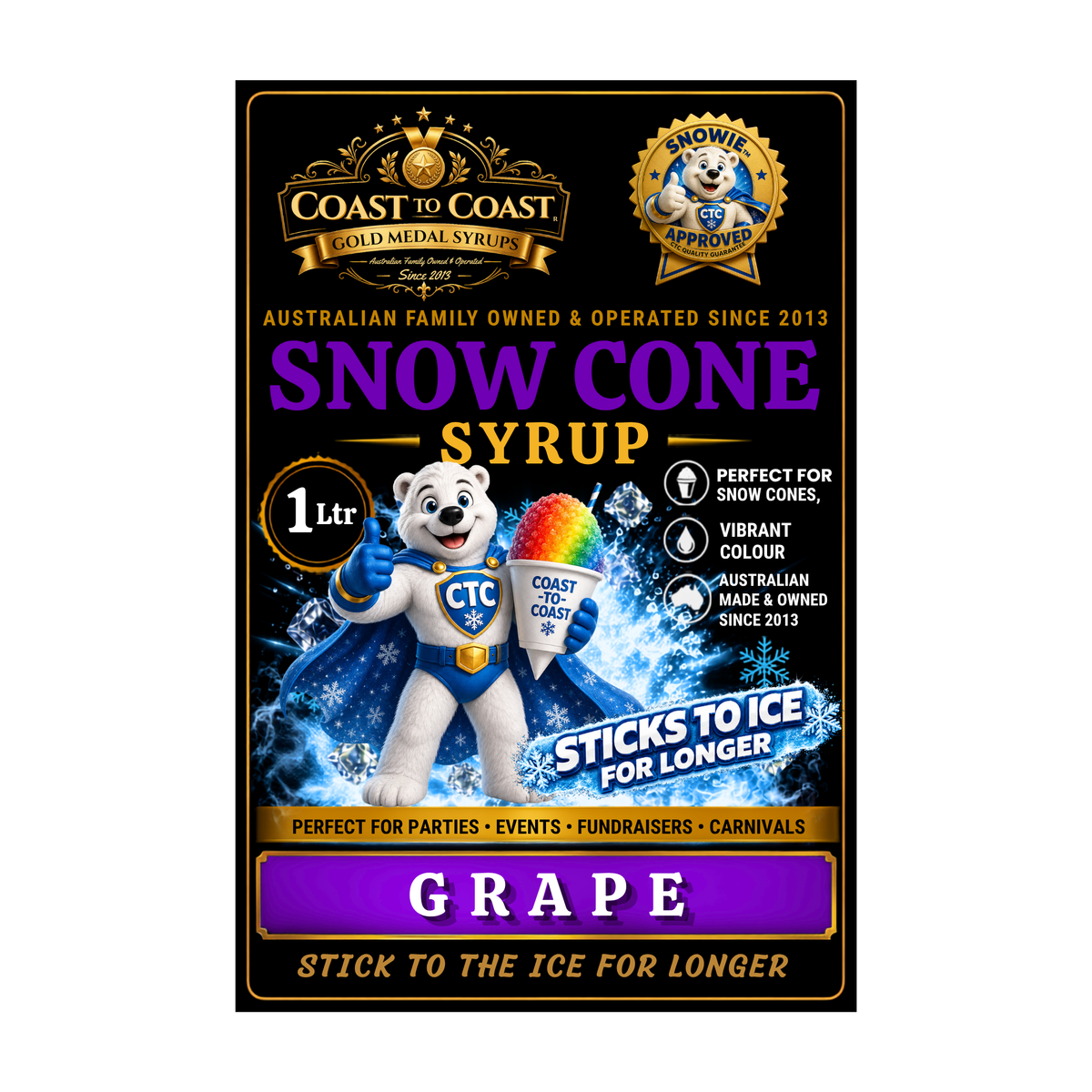 Grape Snow Cone Syrups 1ltr - Coast to Coast Gold Medal Syrups®