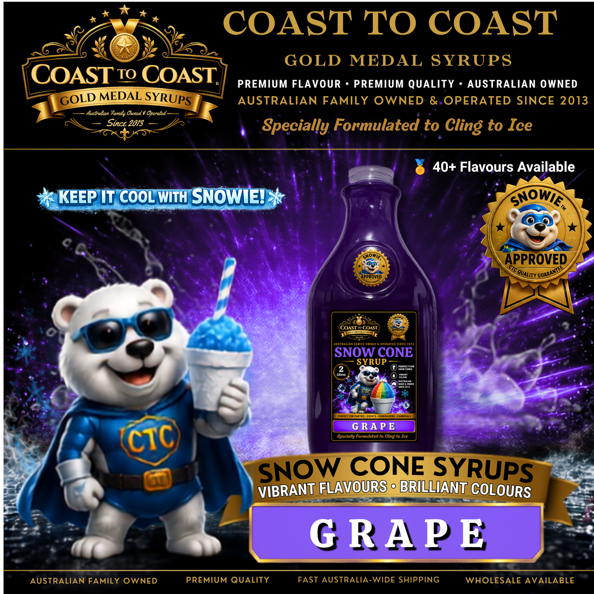 Grape Snow Cone Syrups 2ltr - Coast to Coast Gold Medal Syrups®