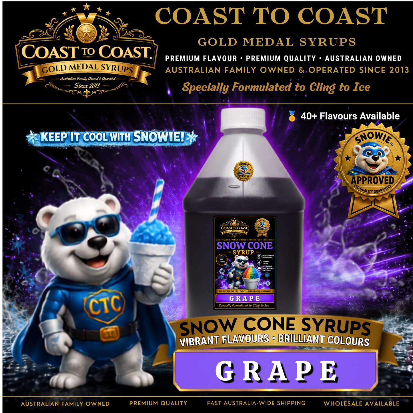 Grape Snow Cone Syrups 4ltr - Coast to Coast Gold Medal Syrups®