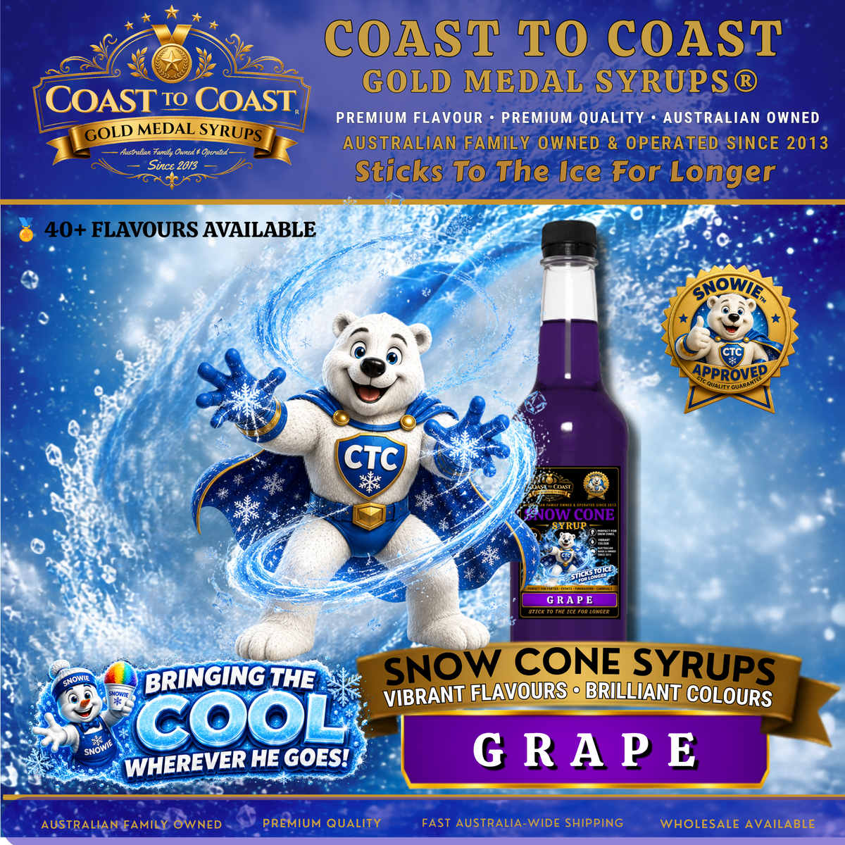 Grape Snow Cone Syrups 750ml - Coast to Coast Gold Medal Syrups®