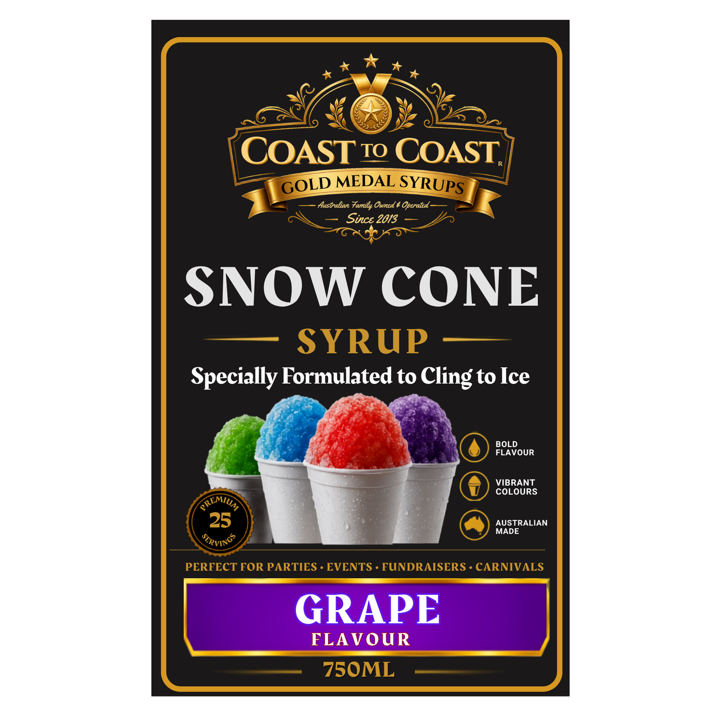 Grape Snow Cone Syrups 750ml - Coast to Coast Gold Medal Syrups®