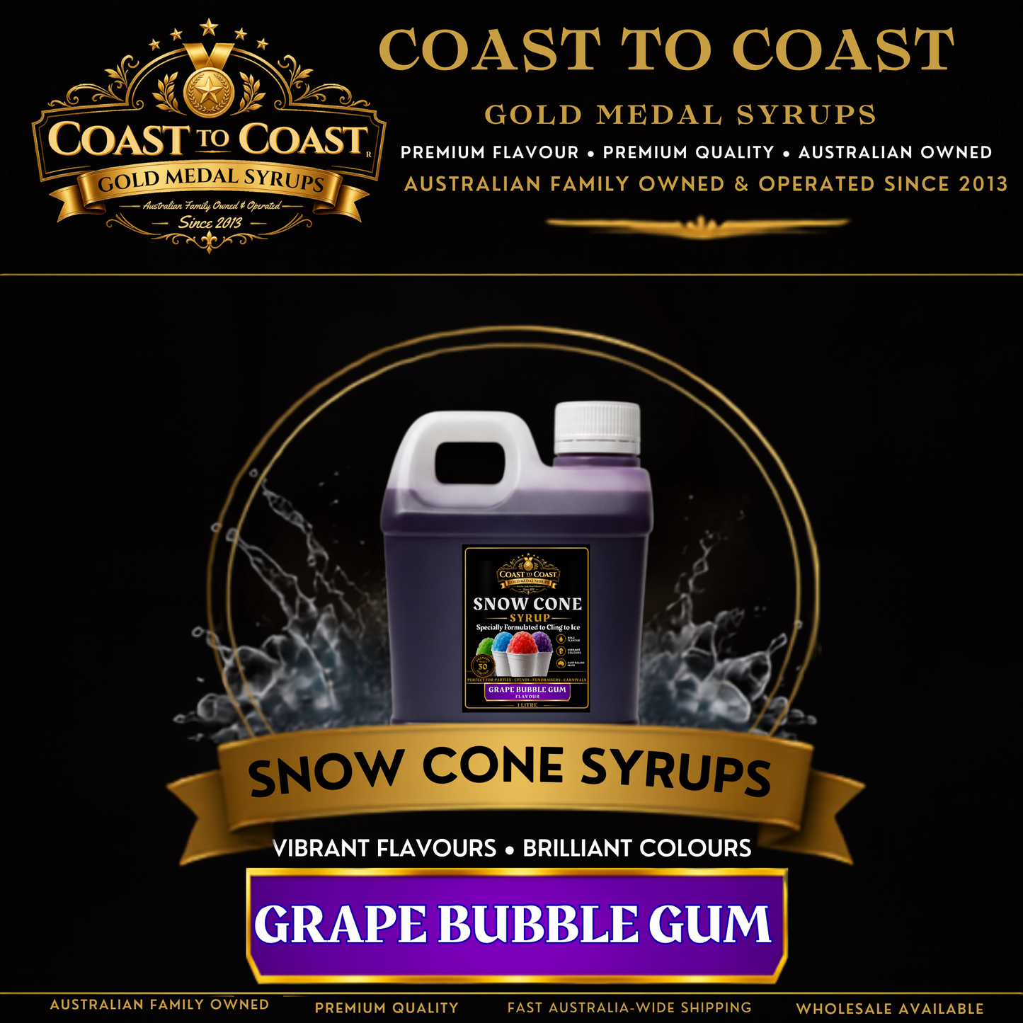 Grape Bubble Gum Snow Cone Syrups 1ltr - Coast to Coast Gold Medal Syrups®