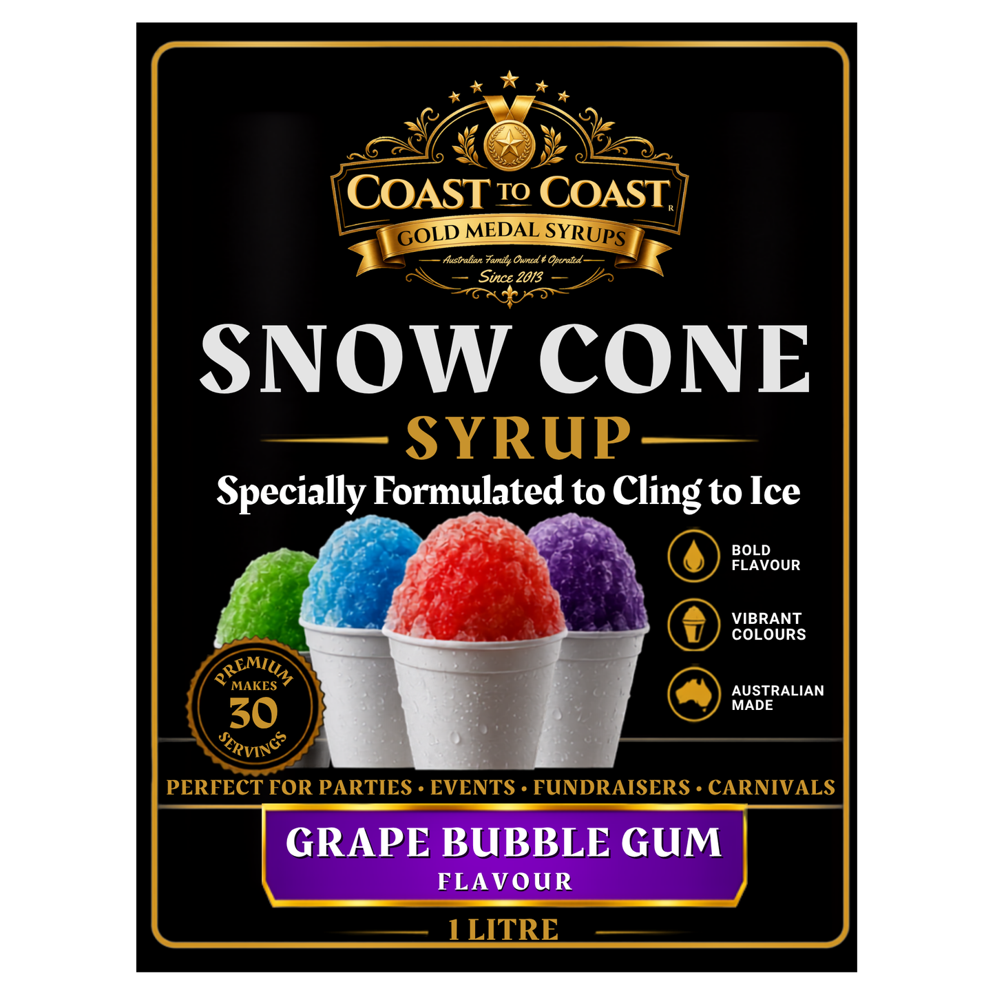 Grape Bubble Gum Snow Cone Syrups 1ltr - Coast to Coast Gold Medal Syrups®