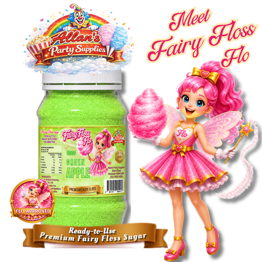 Green Apple Fairy Floss Sugar – 500g Jar - Allan's Party Supplies