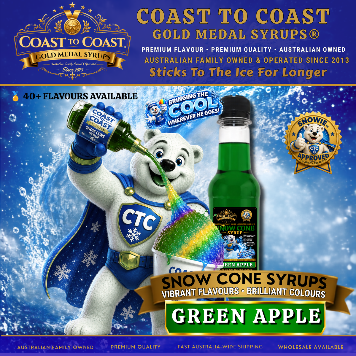 Green Apple Snow Cone Syrups 250ml - Coast to Coast Gold Medal Syrups®