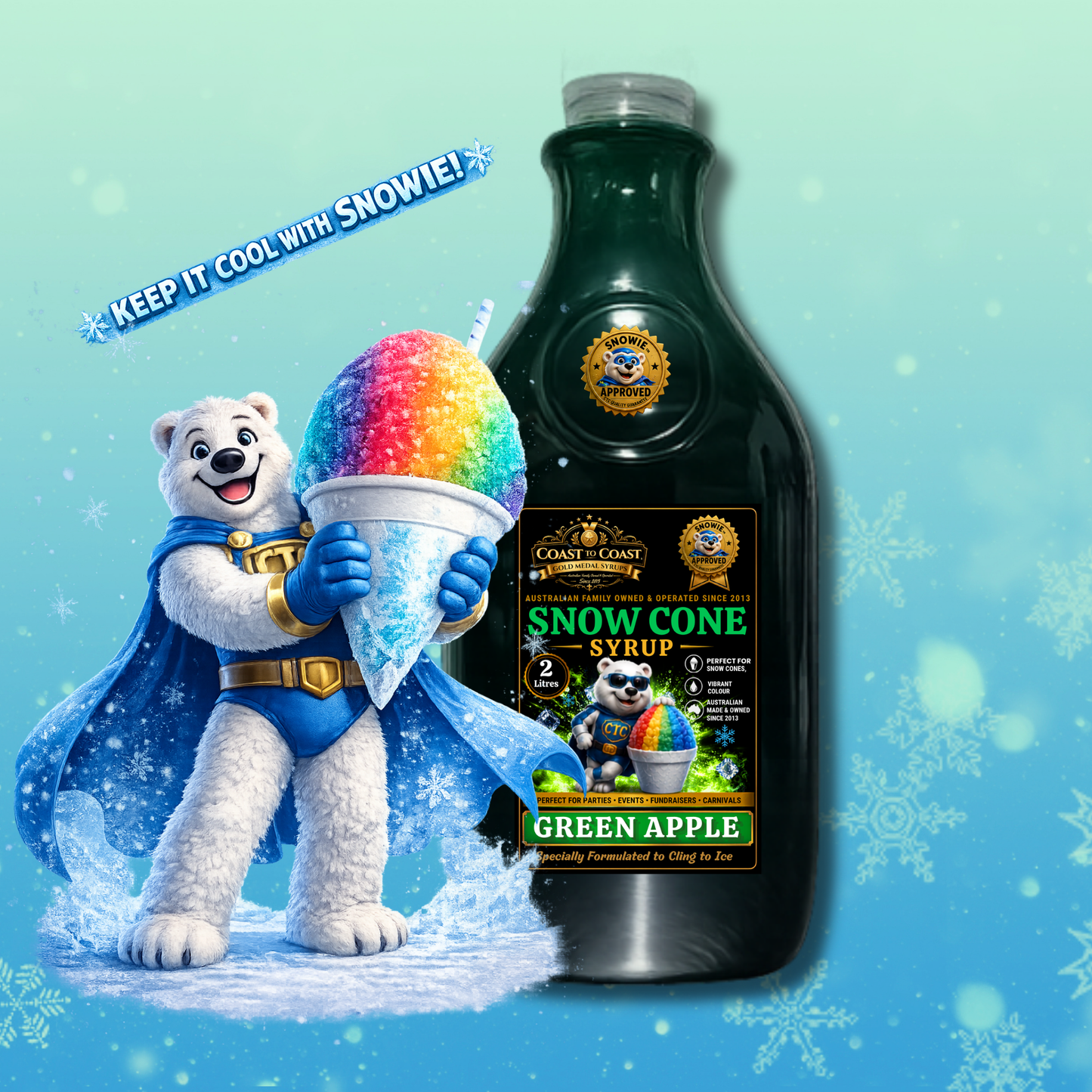 Green Apple Snow Cone Syrups 2ltr - Coast to Coast Gold Medal Syrups®