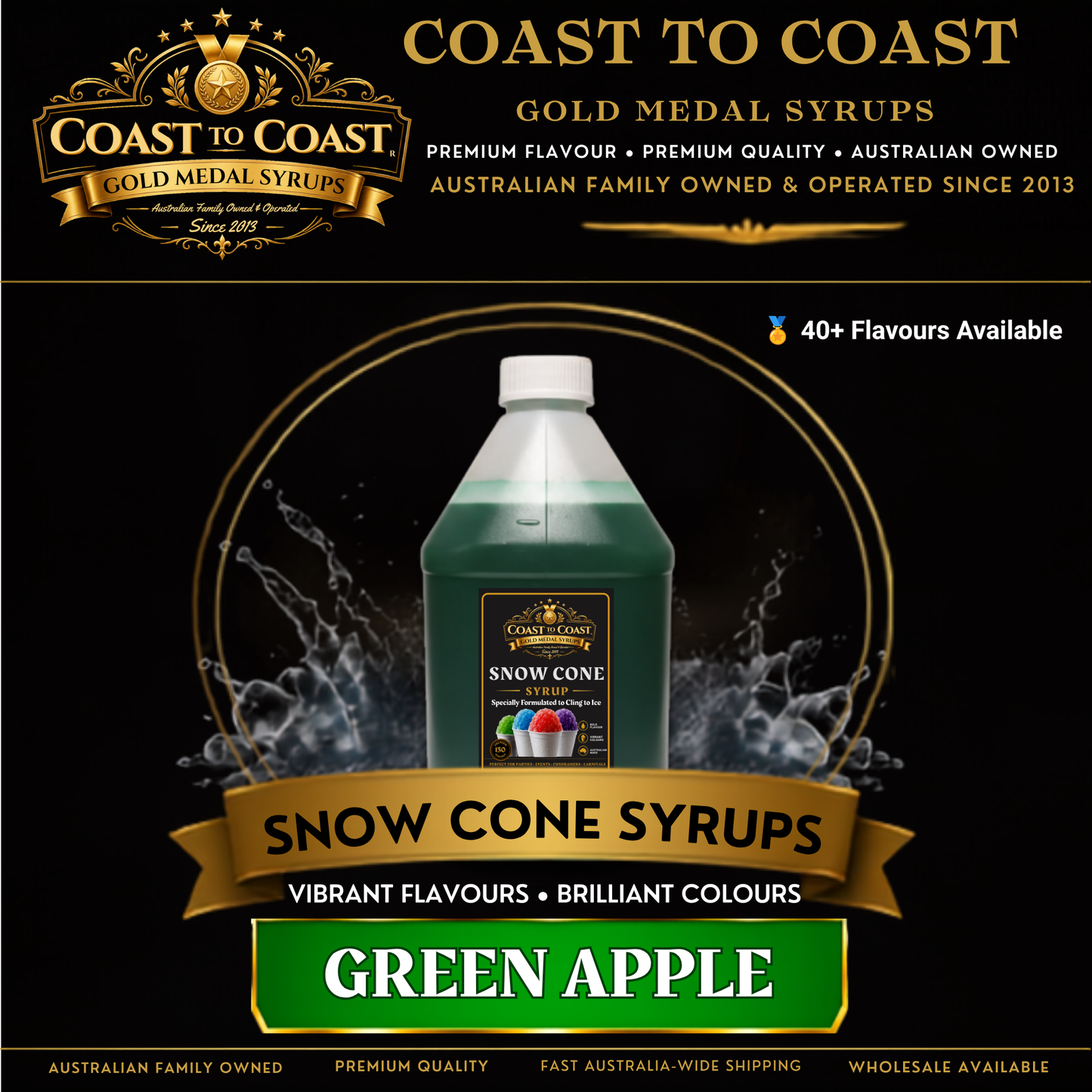 Green Apple Snow Cone Syrups 4ltr - Coast to Coast Gold Medal Syrups®