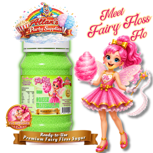 Green Watermelon Fairy Floss Sugar – 500g Jar - Allan's Party Supplies