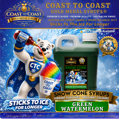 Green Watermelon Snow Cone Syrups 1ltr - Coast to Coast Gold Medal Syrups®