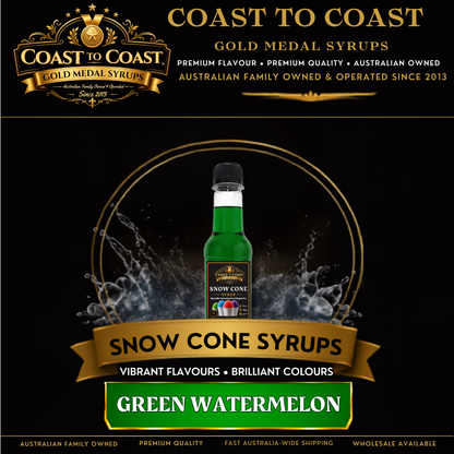 Green Watermelon Snow Cone Syrups 250ml - Coast to Coast Gold Medal Syrups®