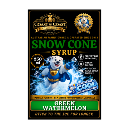 Green Watermelon Snow Cone Syrups 250ml - Coast to Coast Gold Medal Syrups®