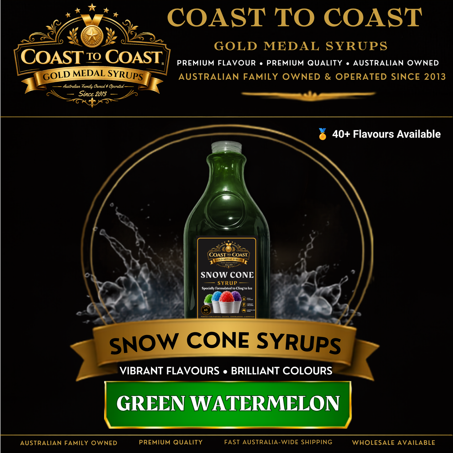 Green Watermelon Snow Cone Syrups 2ltr - Coast to Coast Gold Medal Syrups®