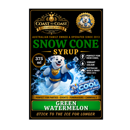 Green Watermelon Snow Cone Syrups 375ml - Coast to Coast Gold Medal Syrups®