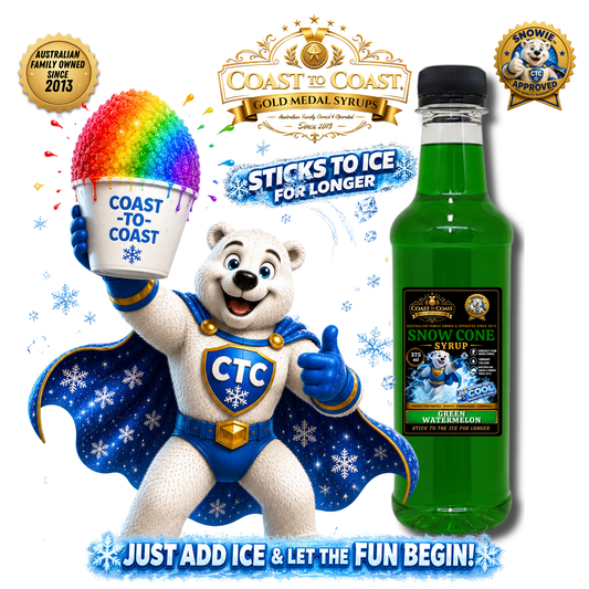 Green Watermelon Snow Cone Syrups 375ml - Coast to Coast Gold Medal Syrups®