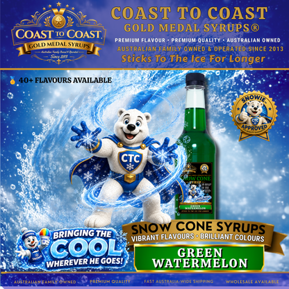 Green Watermelon Snow Cone Syrups 750ml - Coast to Coast Gold Medal Syrups®