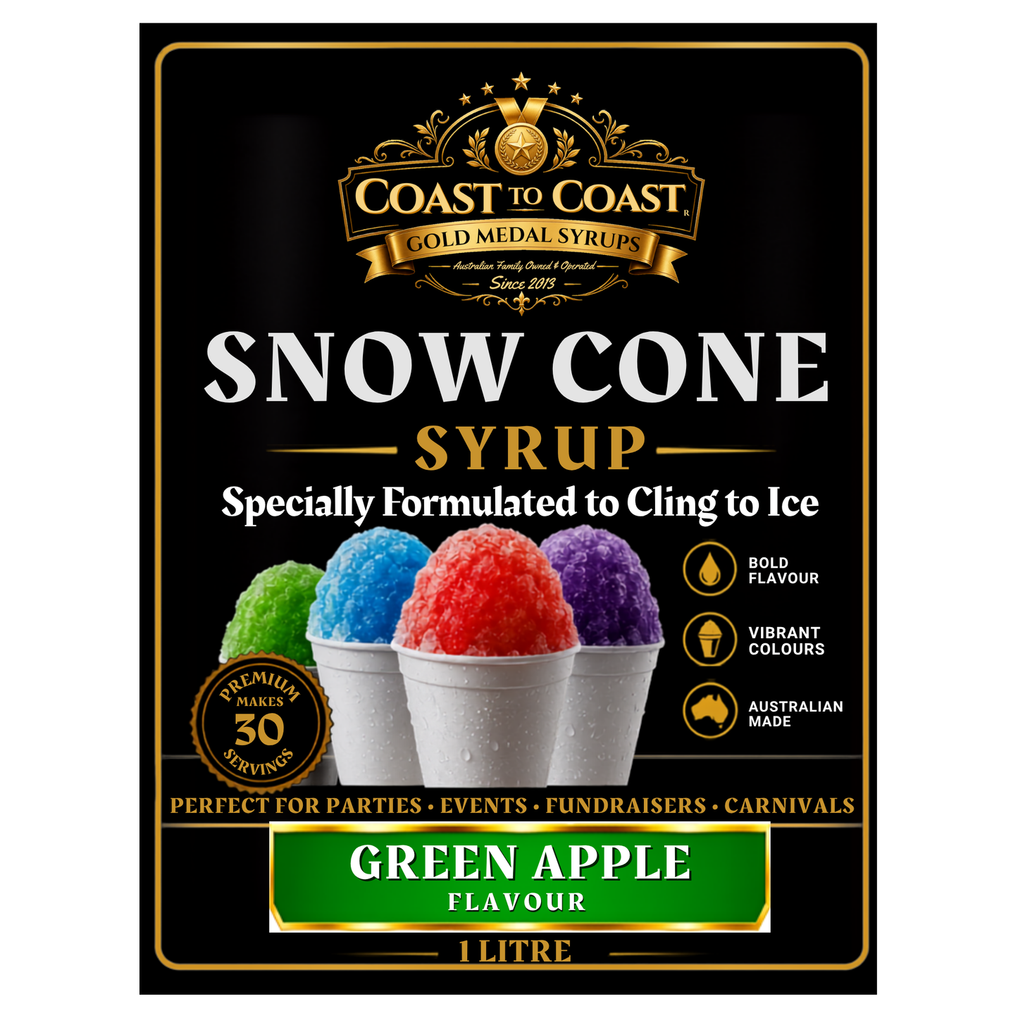 Green Apple Snow Cone Syrups 1ltr - Coast to Coast Gold Medal Syrups®