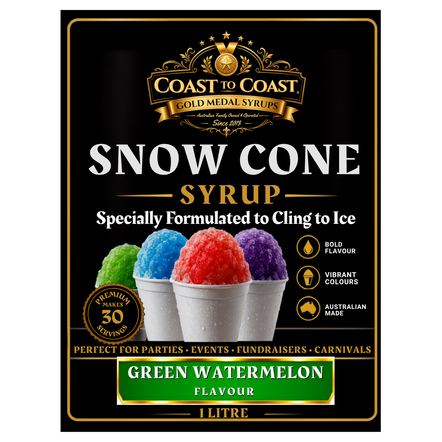 Green Watermelon Snow Cone Syrups 1ltr - Coast to Coast Gold Medal Syrups®