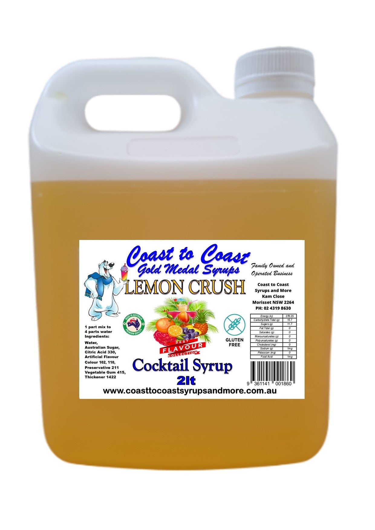#2 Coast to Coast Gold Medal Syrups®, 2ltr, Premium Cocktail Syrups.