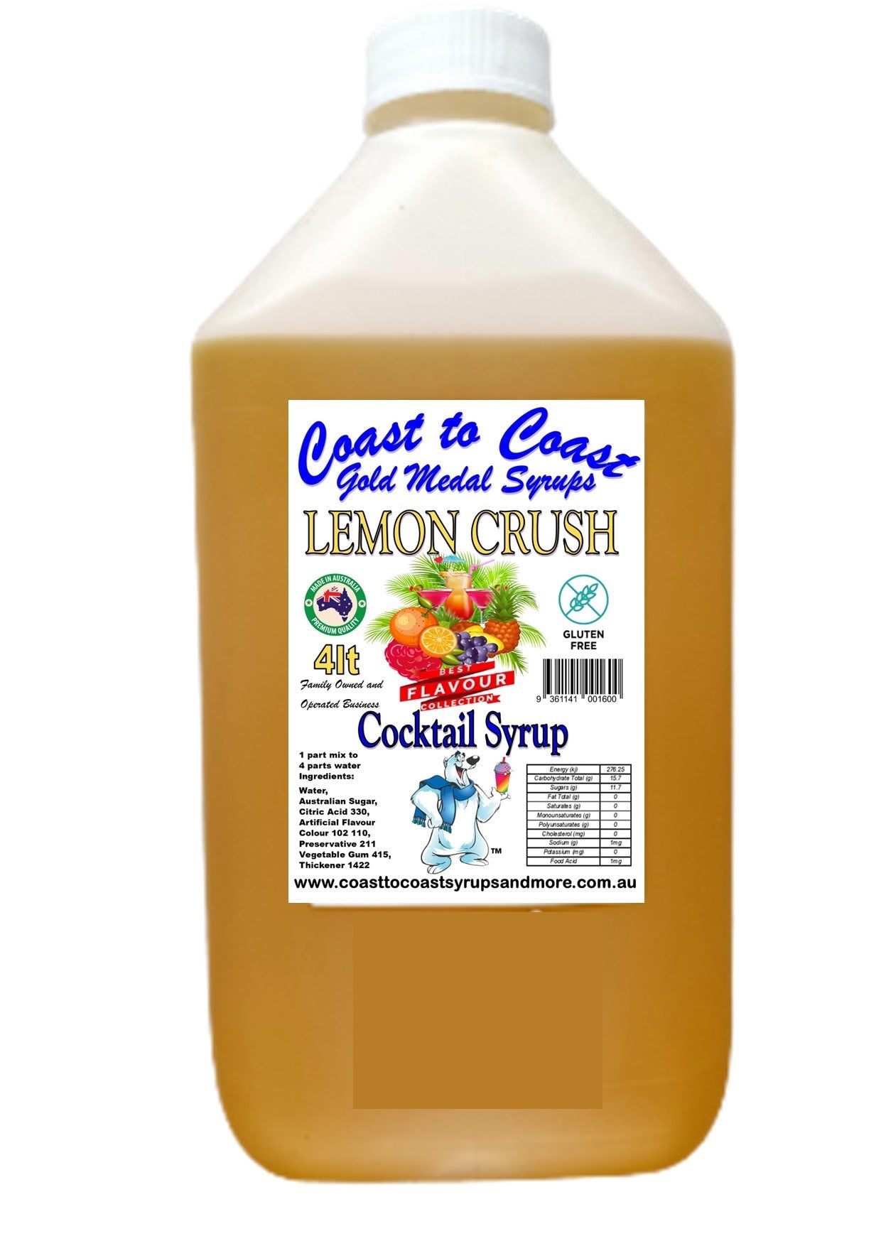 #4 Coast to Coast Gold Medal Syrups®, 4ltr, Premium Cocktail Syrups