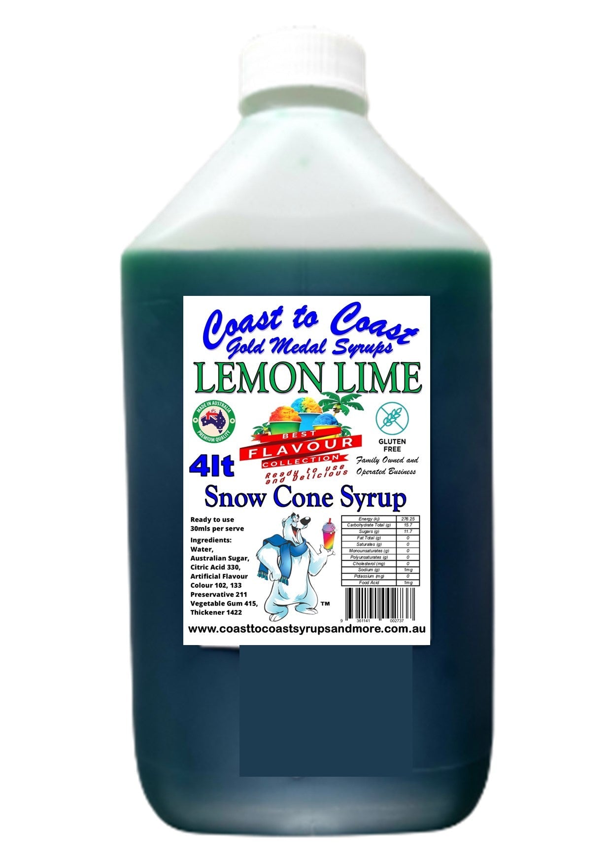 #6 Coast to Coast Gold Medal Syrup®, Premium Snow Cone Syrup 4ltr