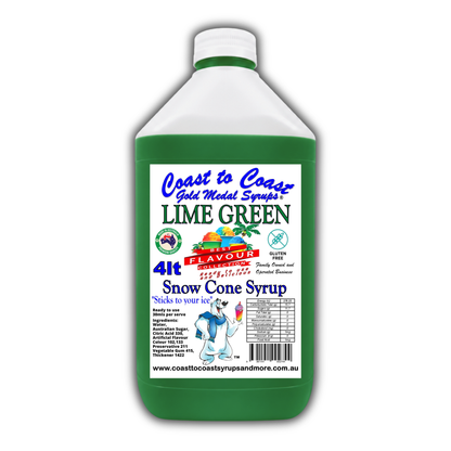 6 Lime Green Snow Cone Syrup, 4Ltr, Premium Ice Syrup, Coast to Coast Gold Medal Syrups®