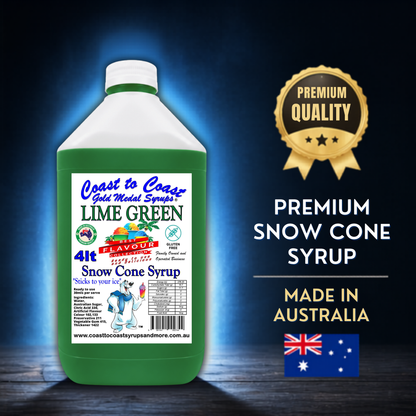 6 Lime Green Snow Cone Syrup, 4Ltr, Premium Ice Syrup, Coast to Coast Gold Medal Syrups®