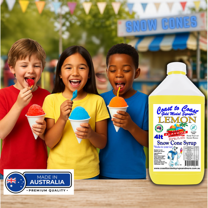 6 Lemon Snow Cone Syrup, 4Ltr, Premium Ice Syrup, Coast to Coast Gold Medal Syrups®
