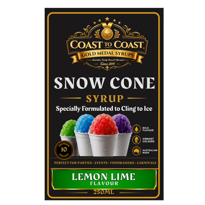 Lemon Lime Snow Cone Syrups 250ml - Coast to Coast Gold Medal Syrups®