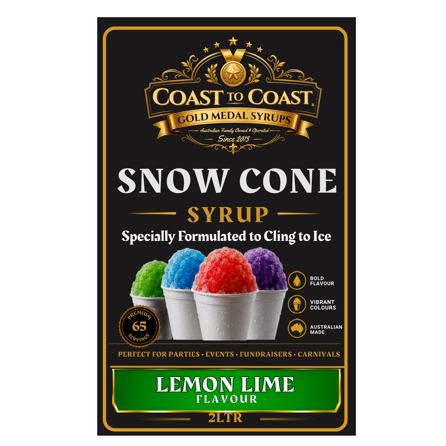 Lemon Lime Snow Cone Syrups 2ltr - Coast to Coast Gold Medal Syrups®