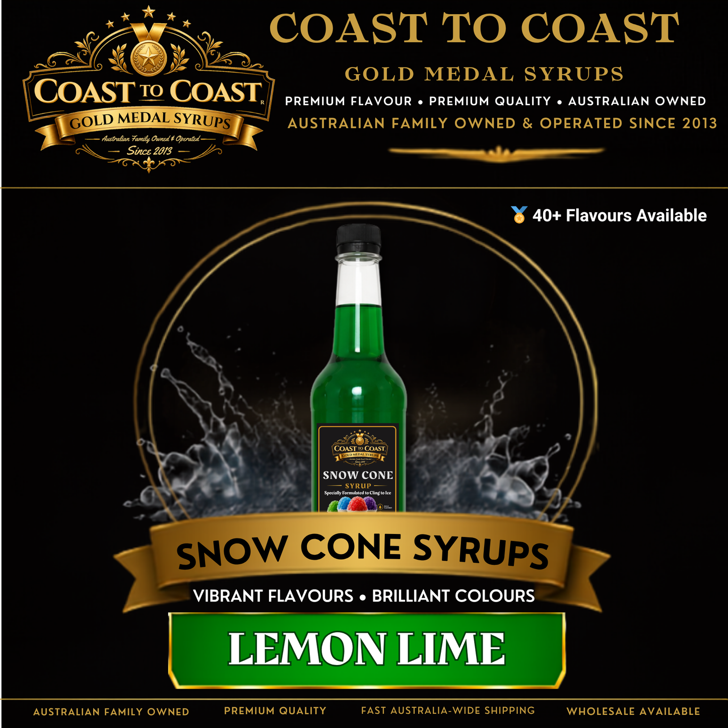 Lemon Lime Snow Cone Syrups 750ml - Coast to Coast Gold Medal Syrups®