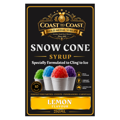 Lemon Snow Cone Syrups 250ml - Coast to Coast Gold Medal Syrups®