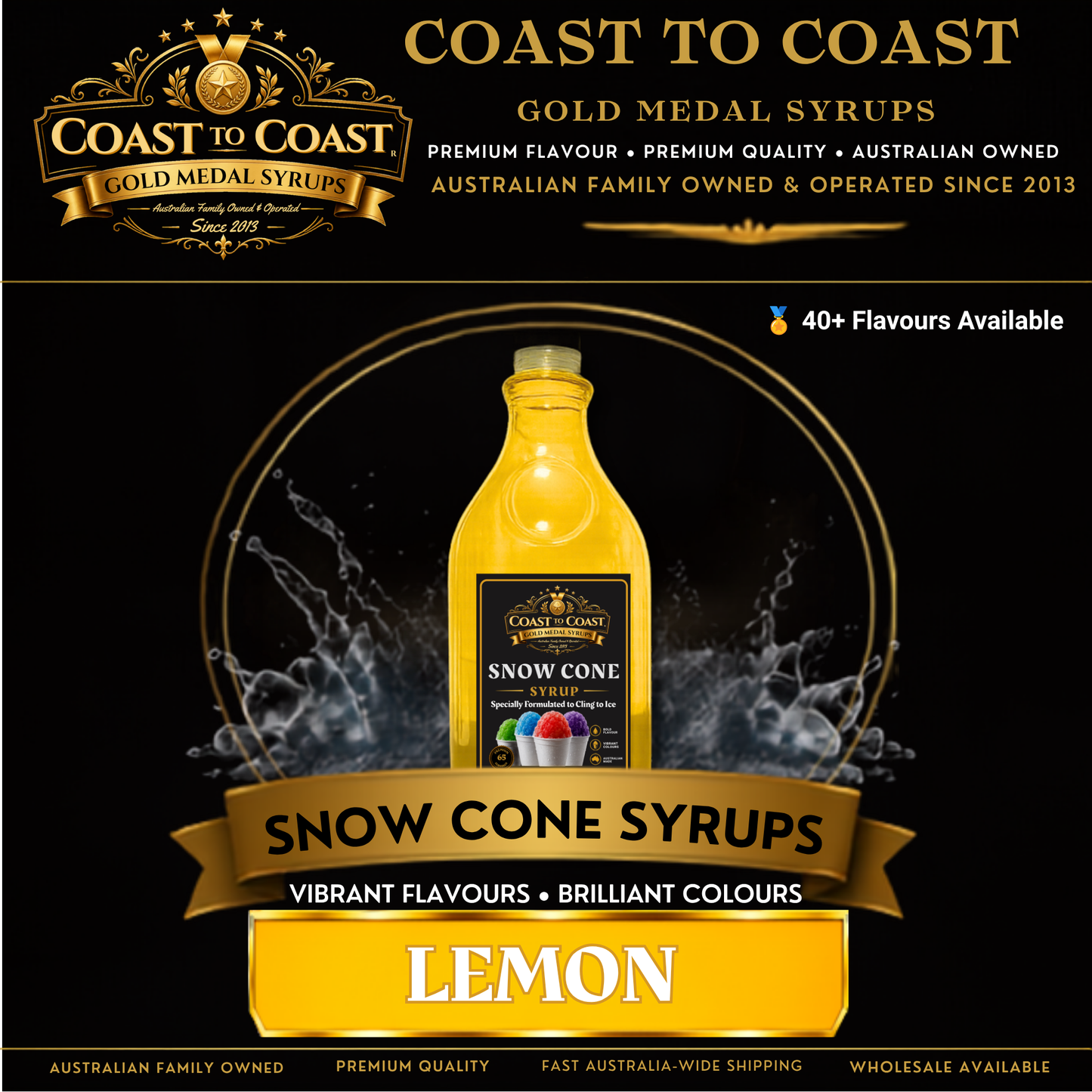 Lemon Snow Cone Syrups 2ltr - Coast to Coast Gold Medal Syrups®