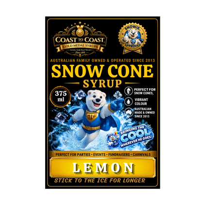Lemon Snow Cone Syrups 375ml - Coast to Coast Gold Medal Syrups®